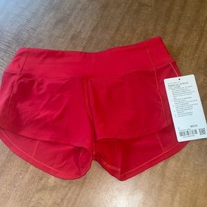 lululemon red speed up shorts